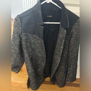 Maje jackets & coats white leather shoulder’s